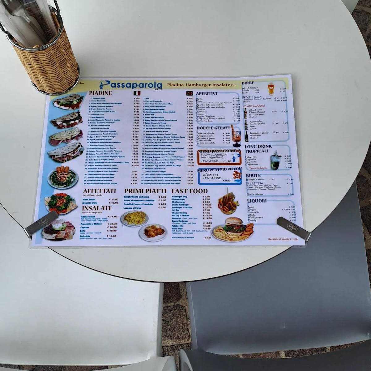 Passaparola Rimini - Bar Gelateria Piadineria меню