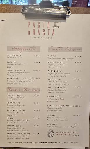 Pasta e Basta меню