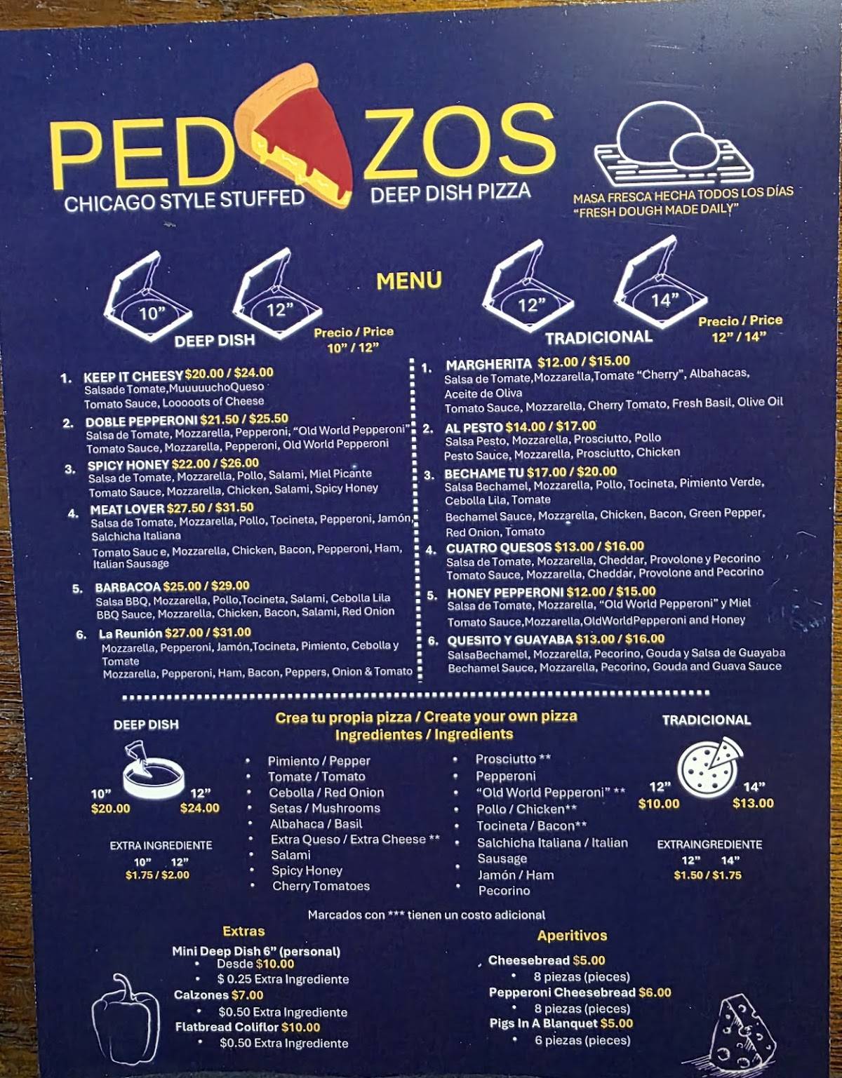 Pedazos меню
