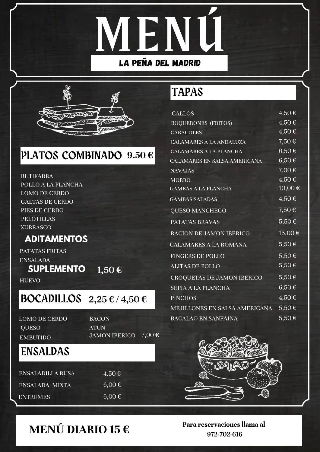 Peña madridista del ripolles меню