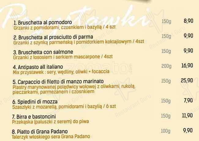 Per Tutti меню