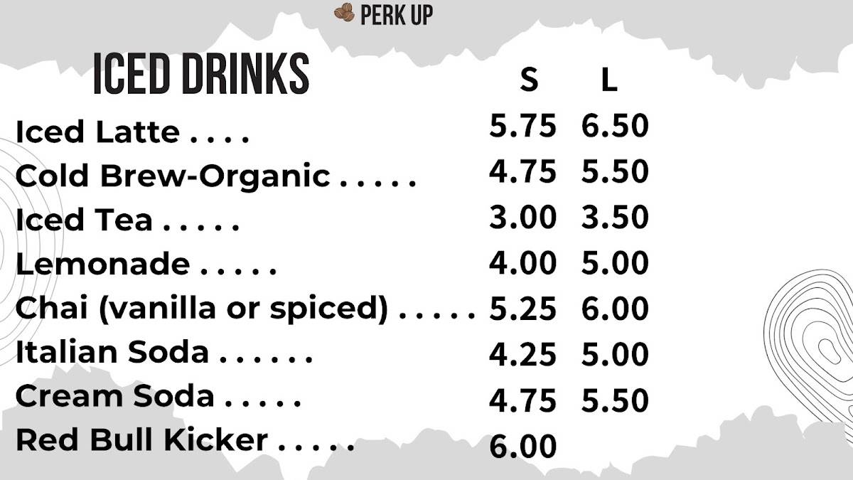 Perk Up Java Shop меню