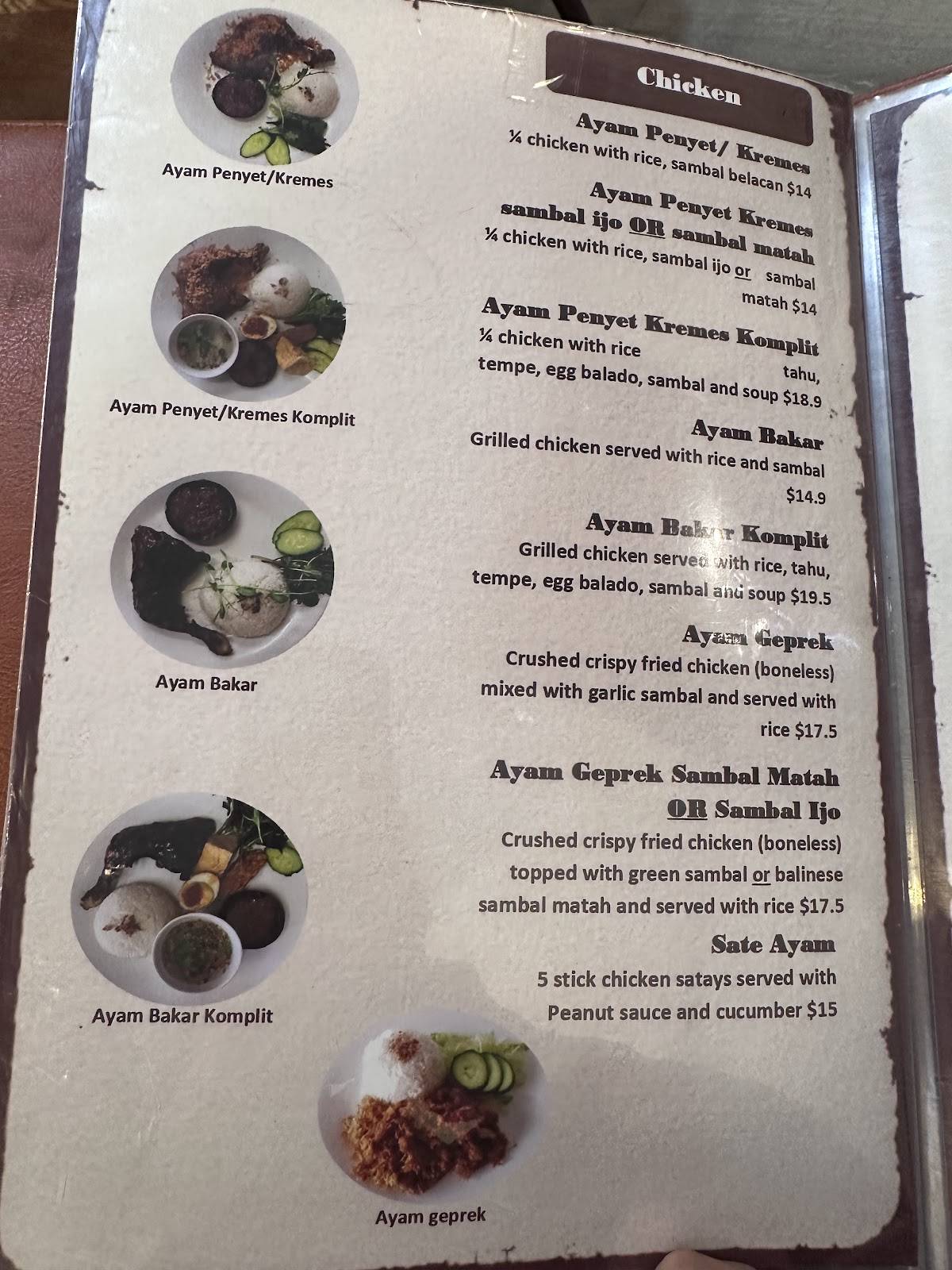 Dapur Van Java меню