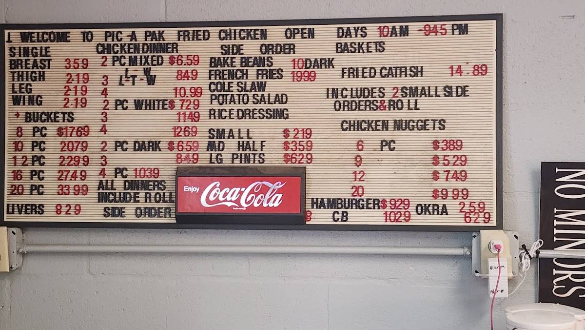 Pic-A-Pak Fried Chicken меню