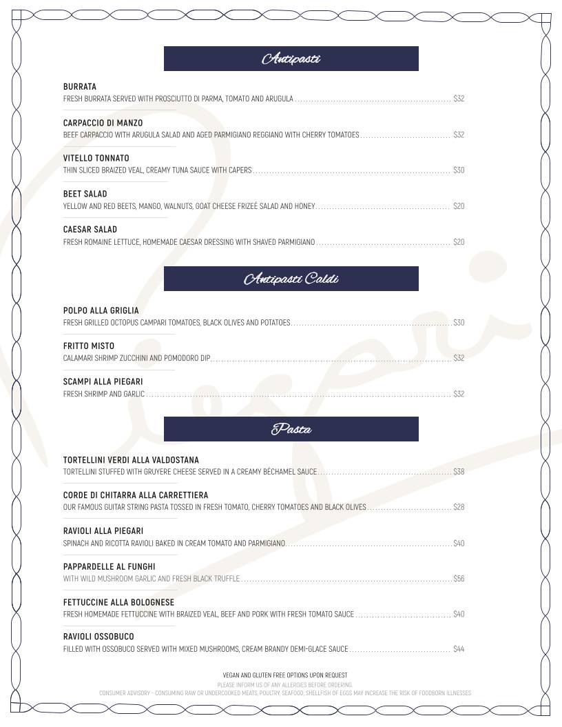 Piegari Ristorante меню