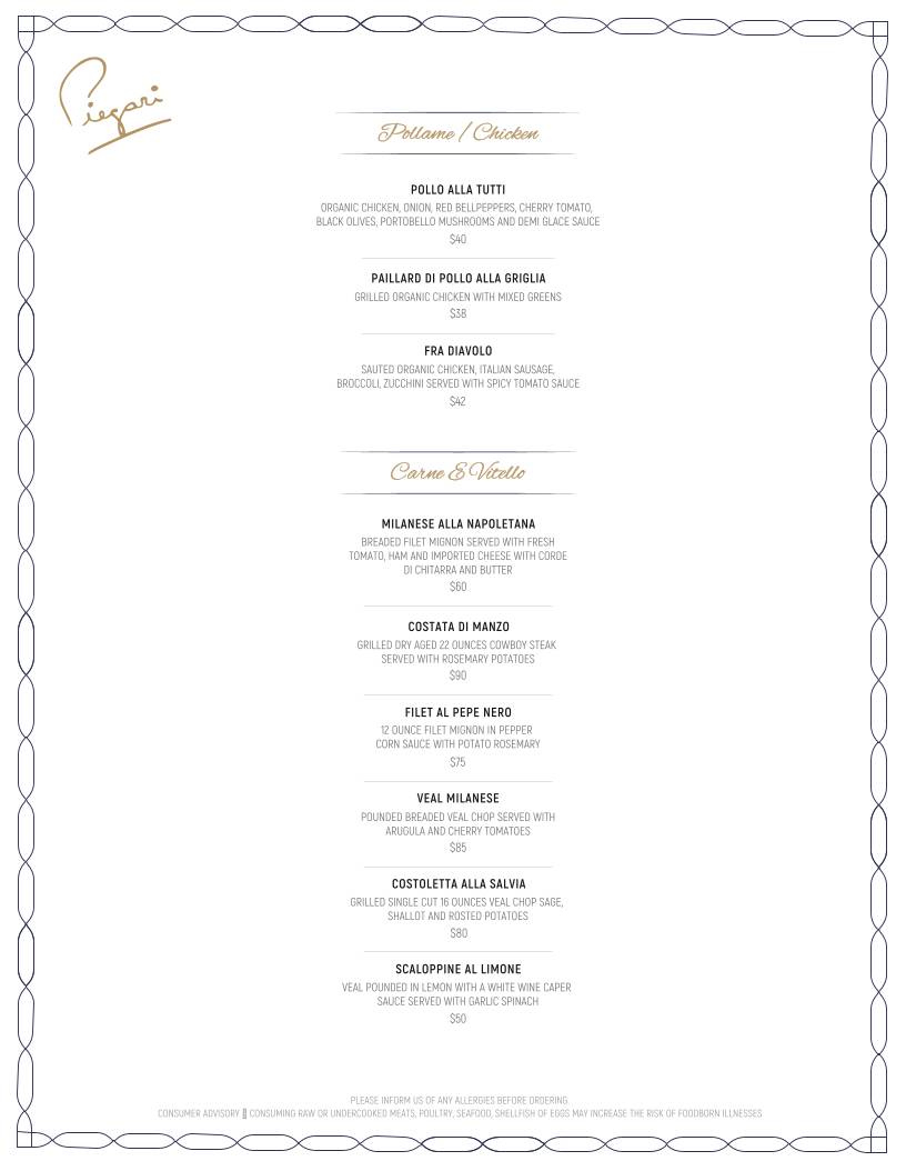 Piegari Ristorante меню