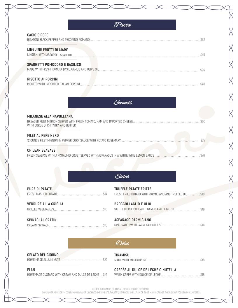 Piegari Ristorante меню