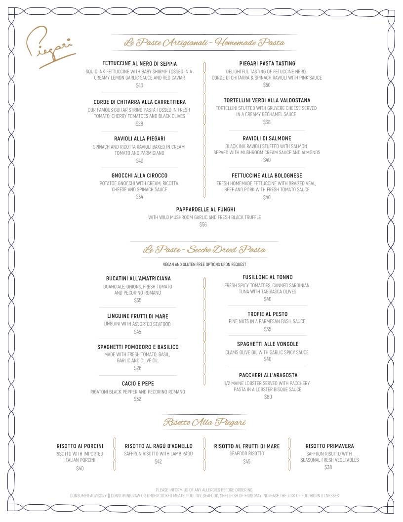 Piegari Ristorante меню