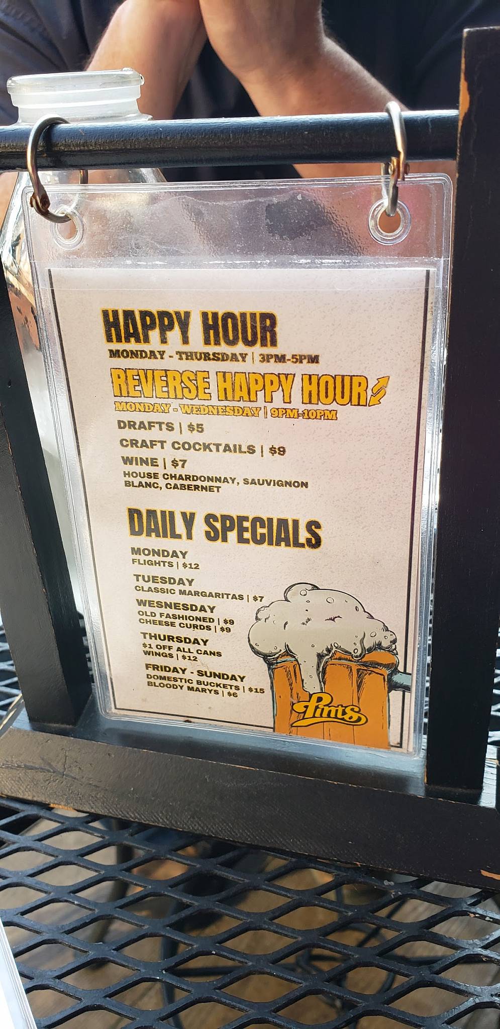 Pints меню