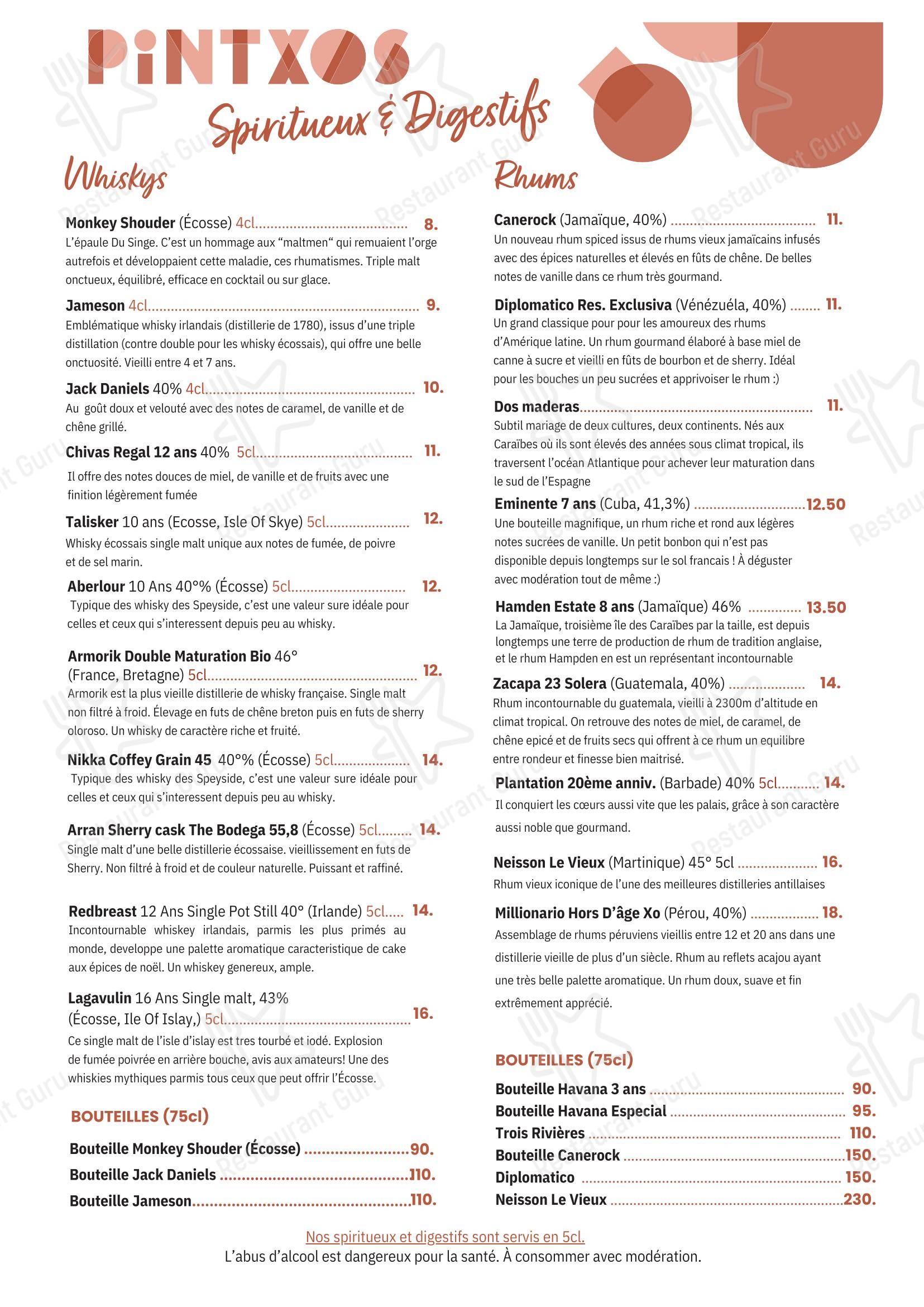 Меню ресторана Pintxos - Детское