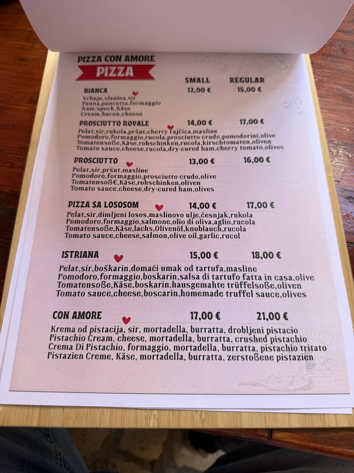 Pizza Con Amore меню