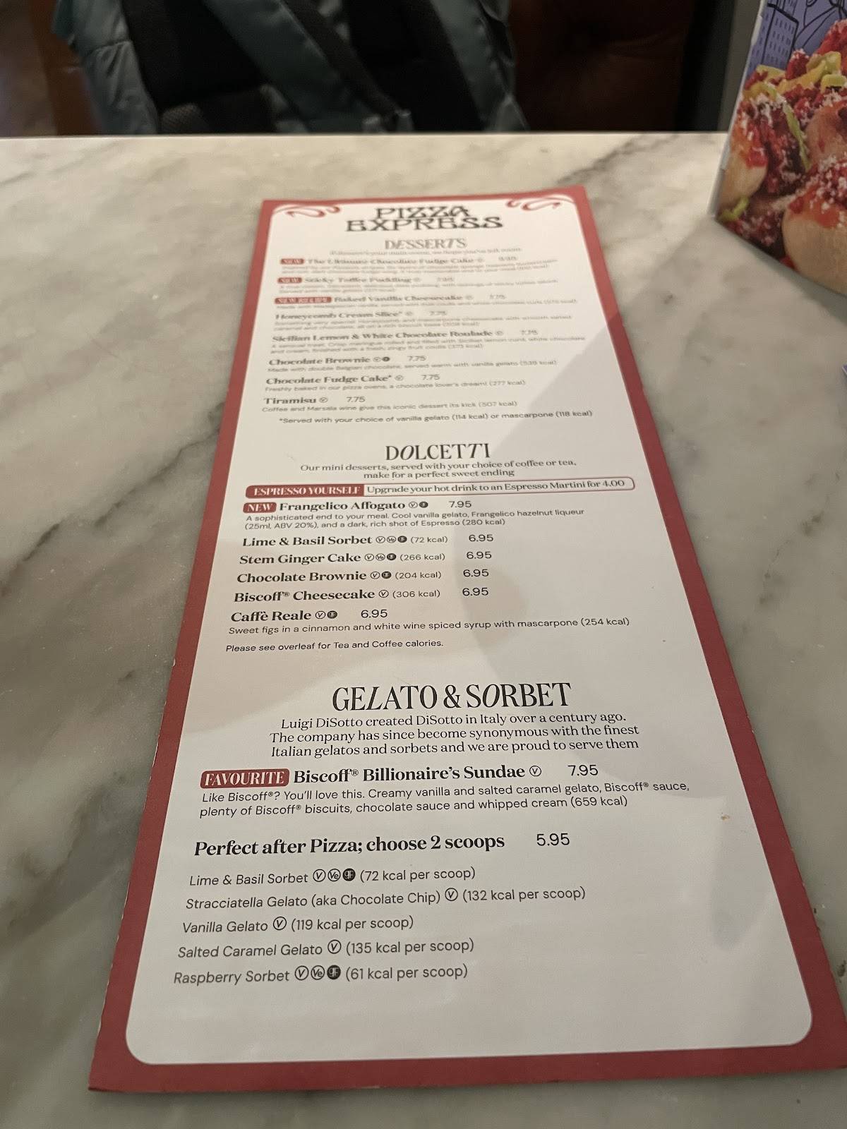 PizzaExpress меню