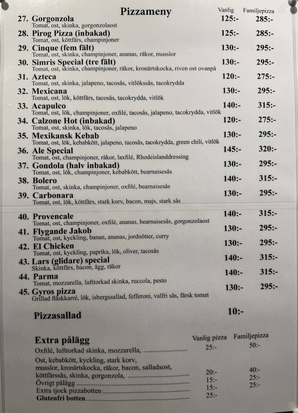Pizza House AB меню