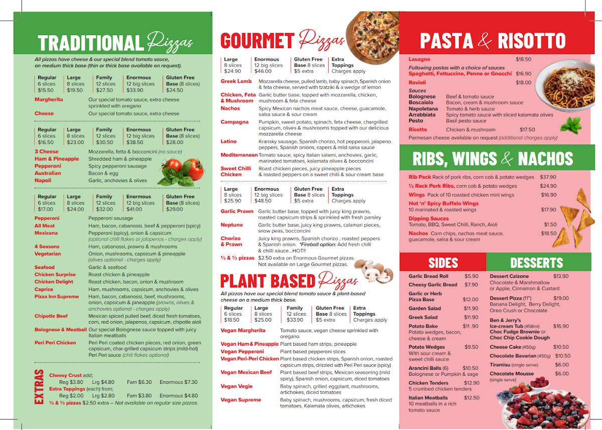 Pizza Inn Terrigal меню