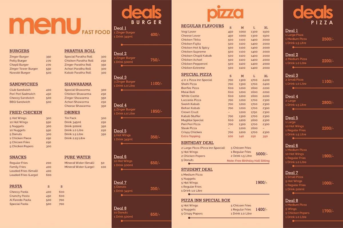 Pizza Inn меню
