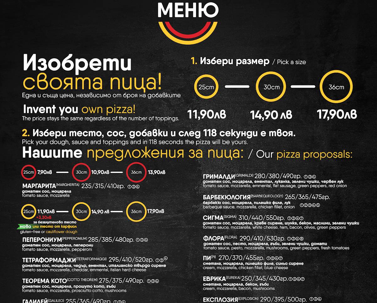 Pizza Lab меню