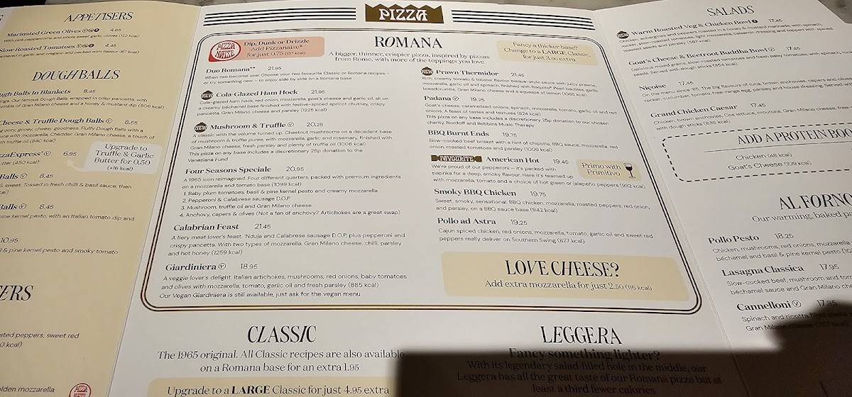 PizzaExpress меню