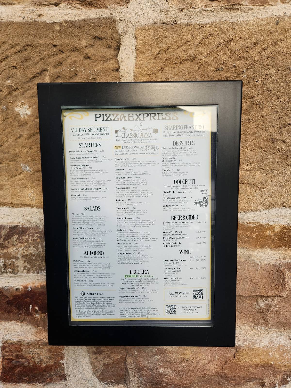 PizzaExpress меню