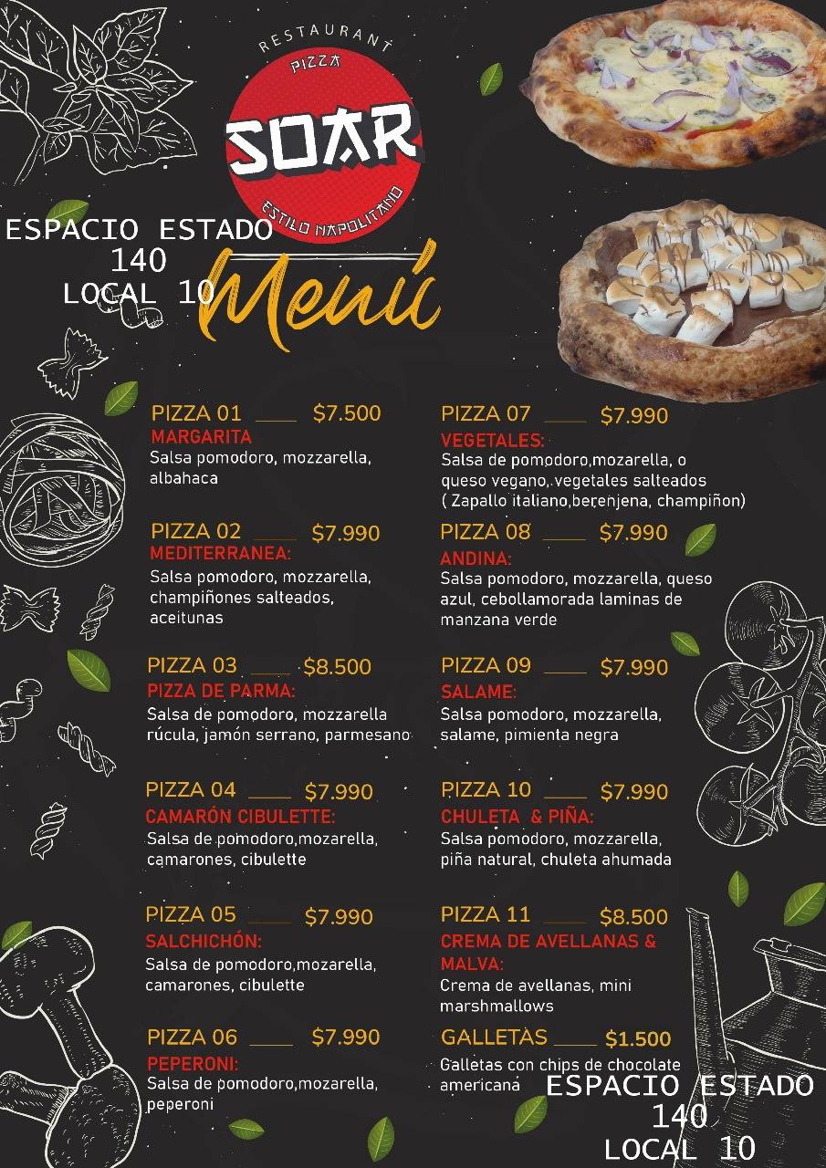 Pizzas Soar меню