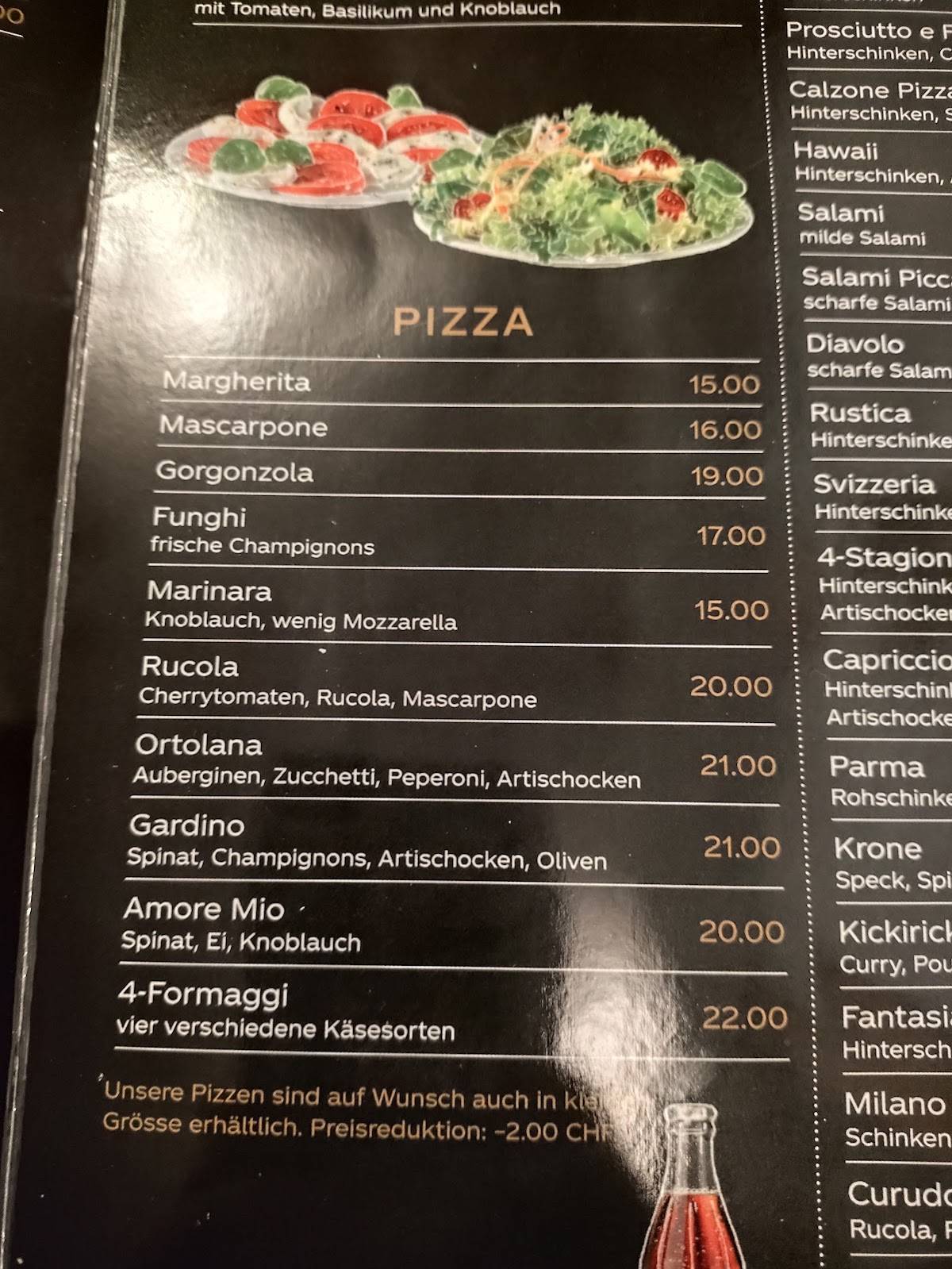 Pizzeria Bonazüns меню