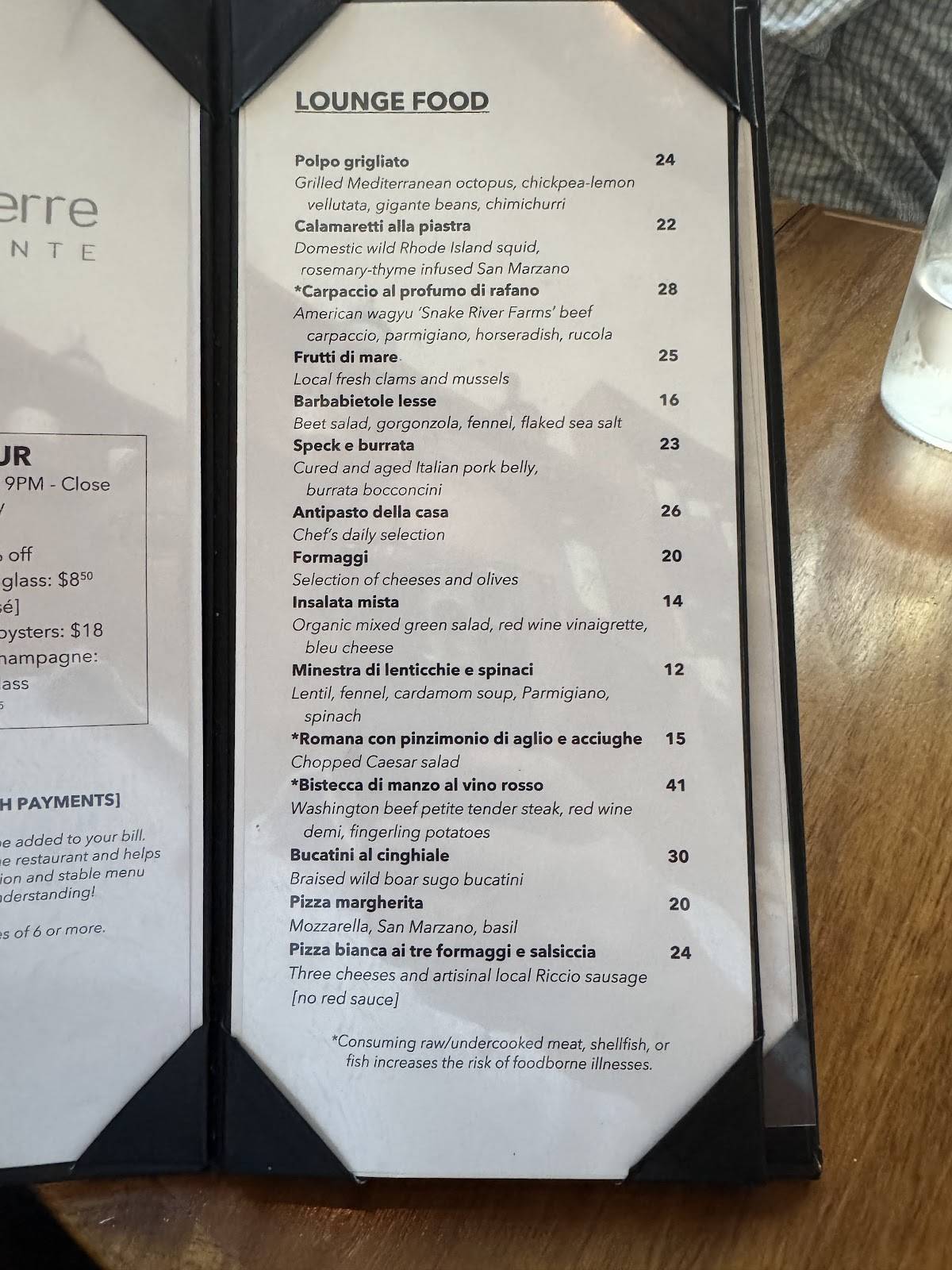 Cinque Terre Ristorante меню