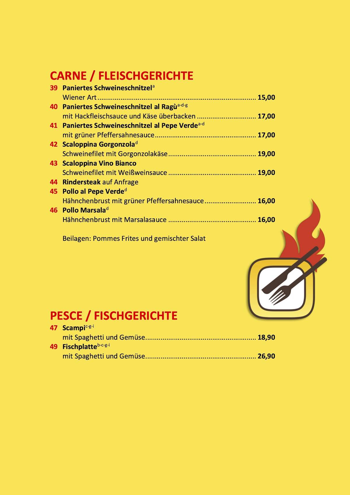 Da Piero Flammeria e Bar меню