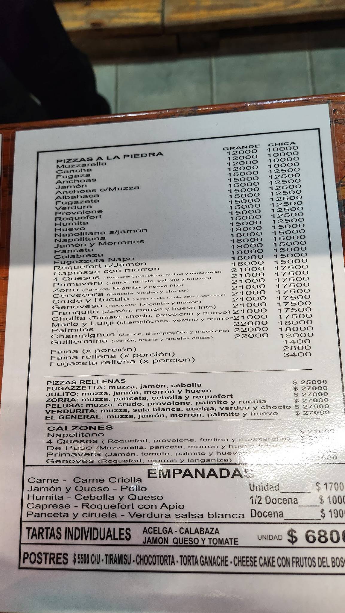 Pizzería La Rueda меню