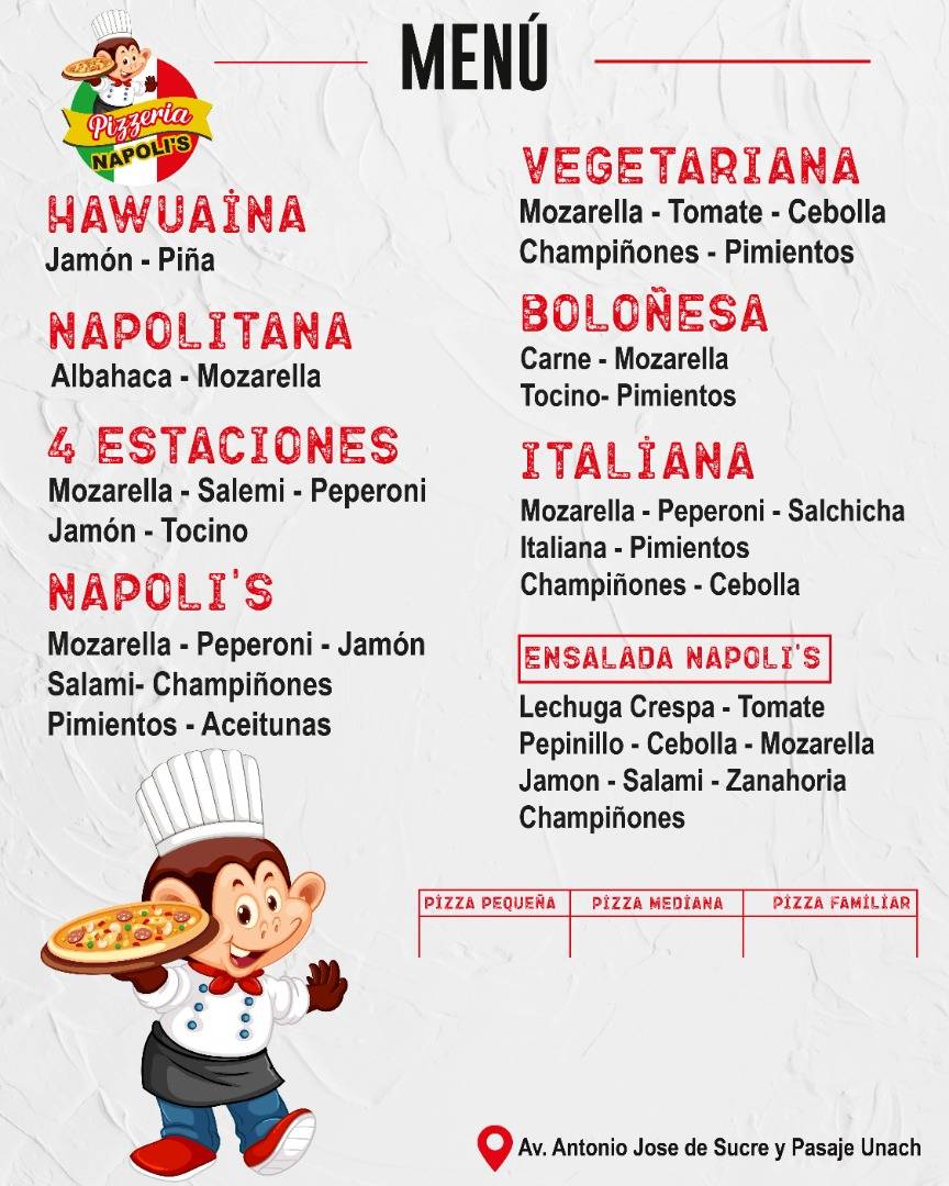 Pizzería Napoli's меню