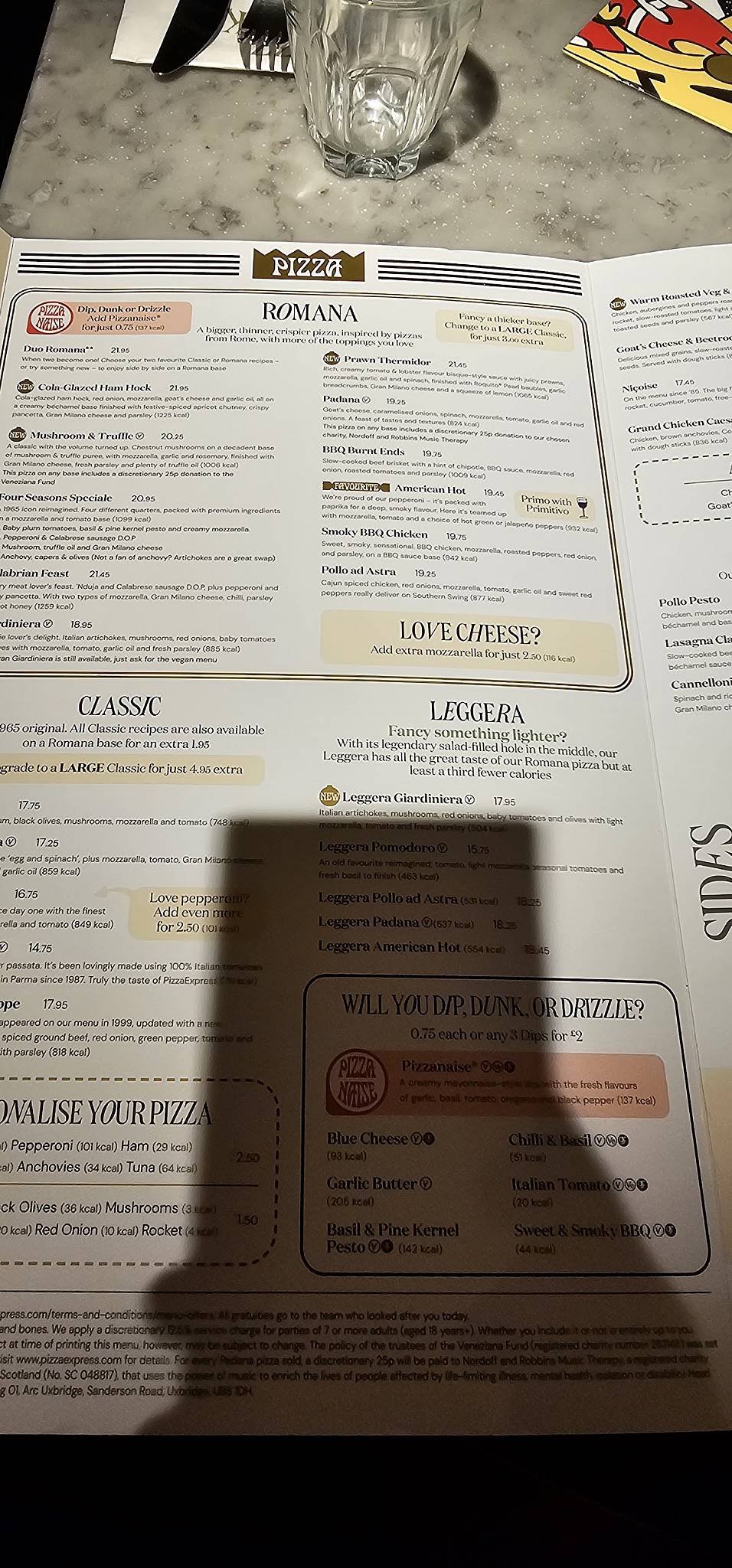 PizzaExpress меню