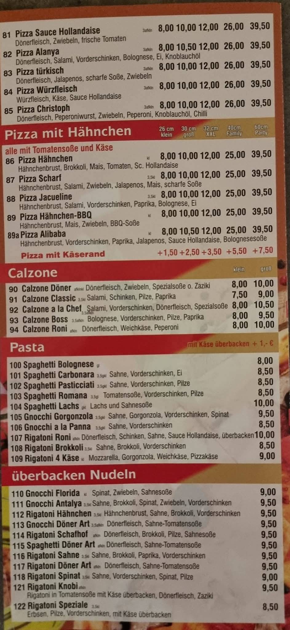 Pizzeria Roni меню