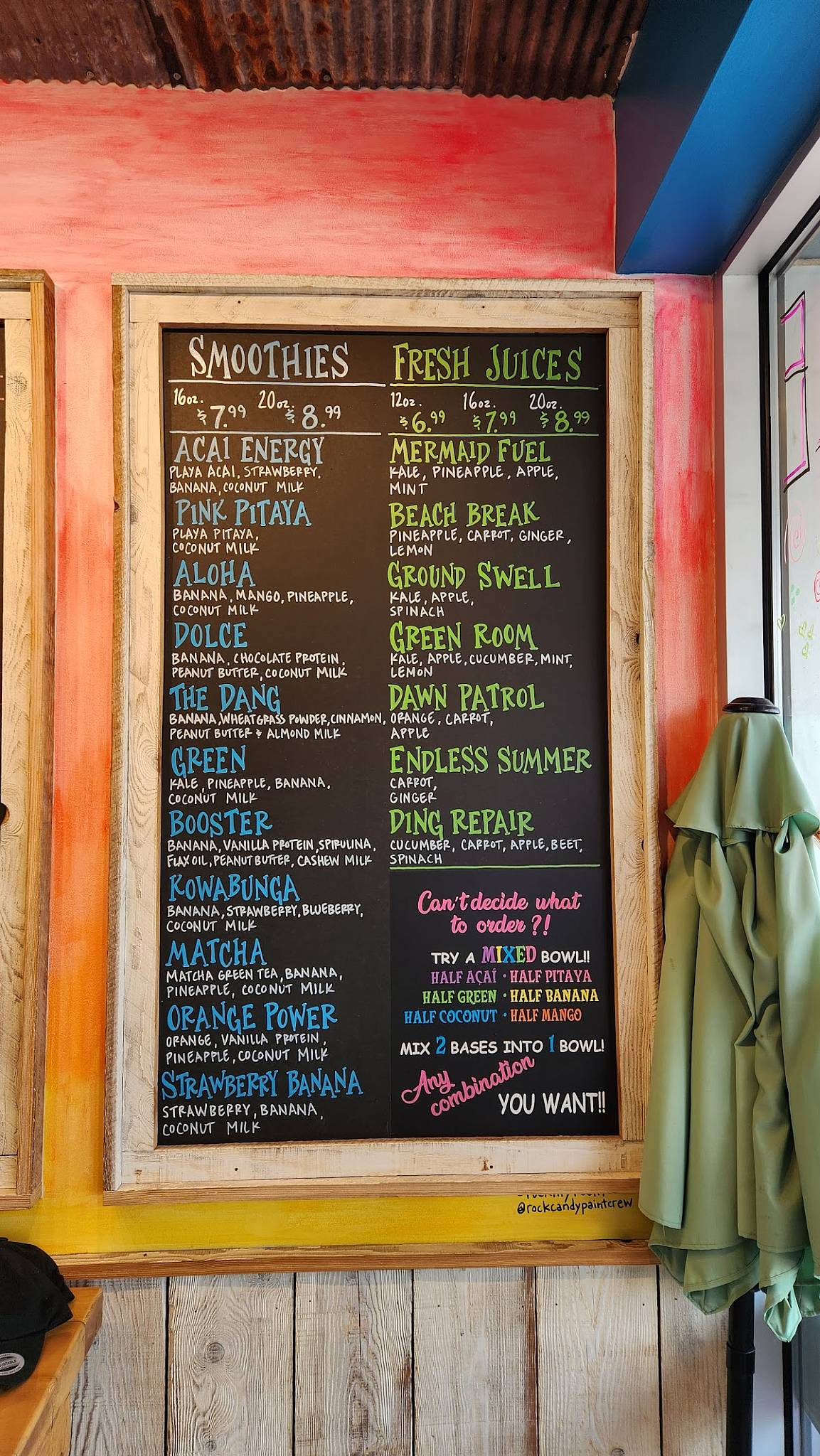 Playa Bowls меню