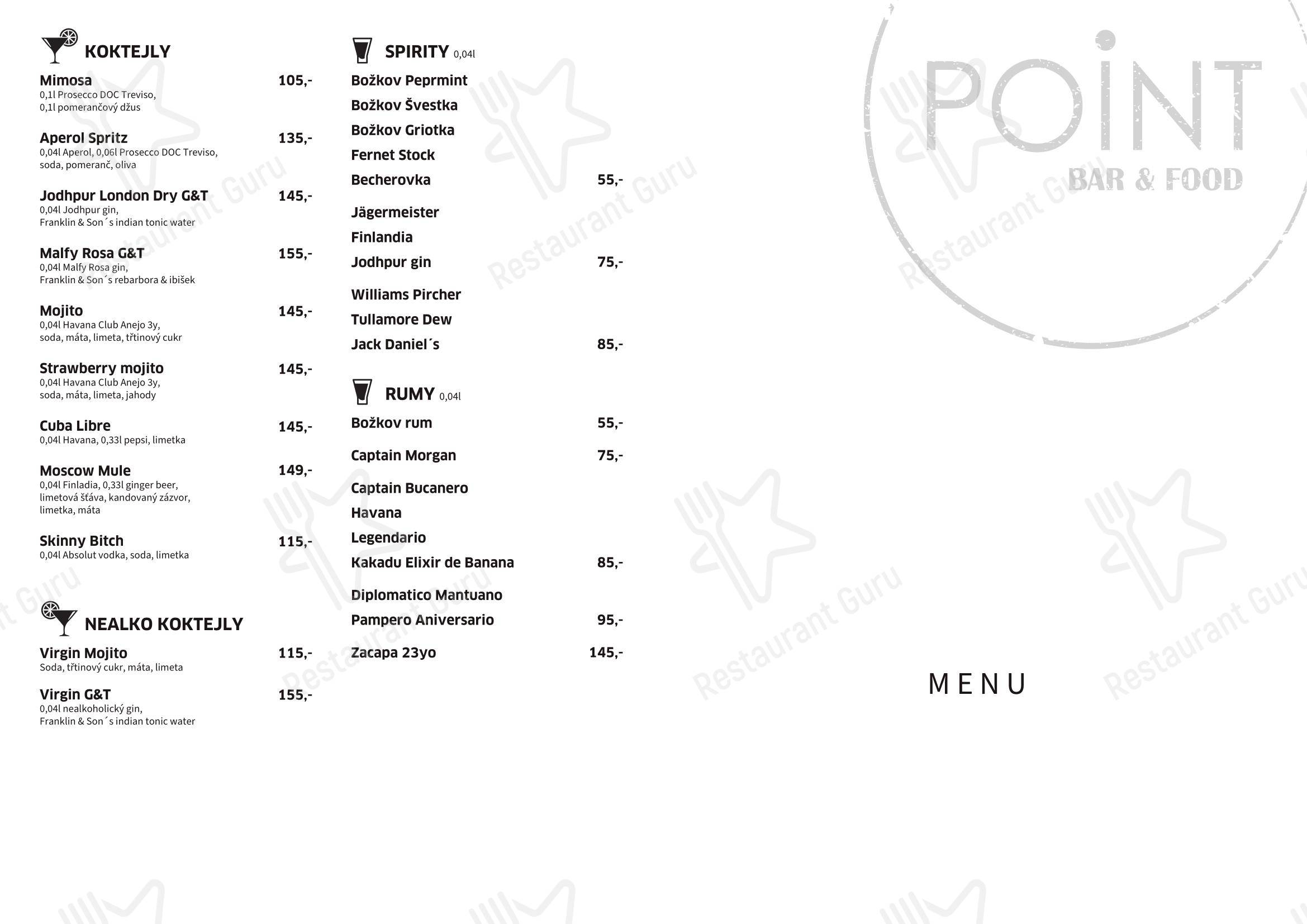 Point Ostende в Пльзене - 菜单