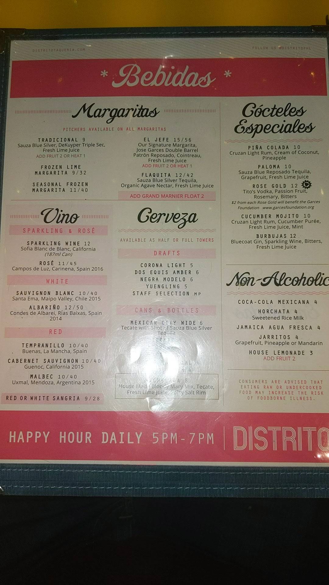 Distrito меню