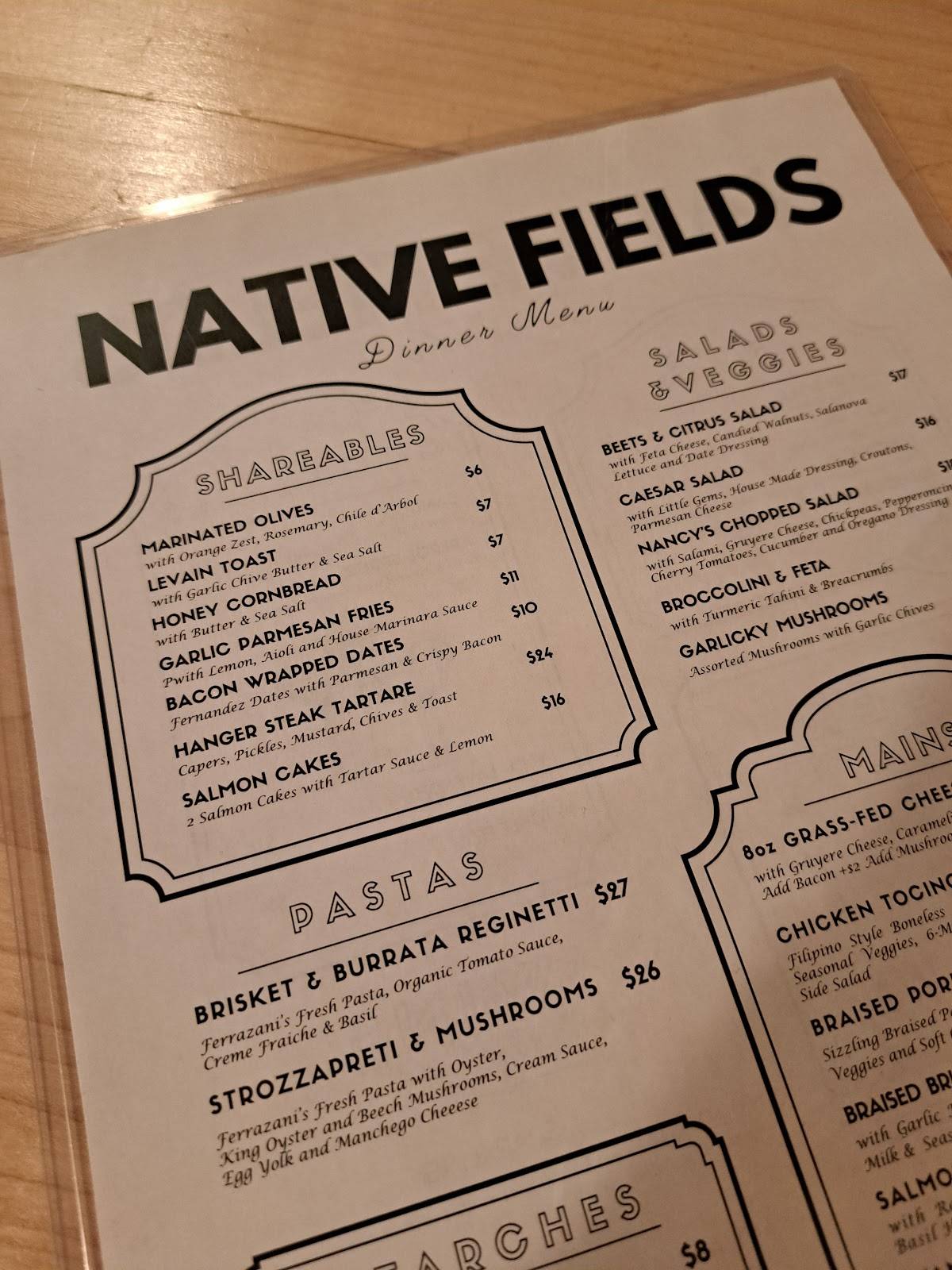 Native Fields меню