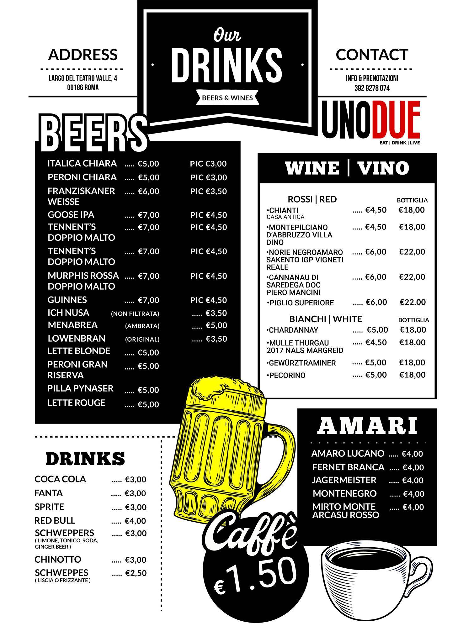 Pub Unodue меню