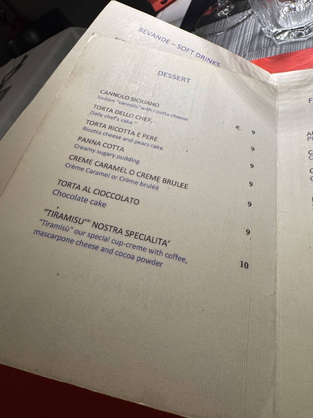 Ristorante Rossini меню