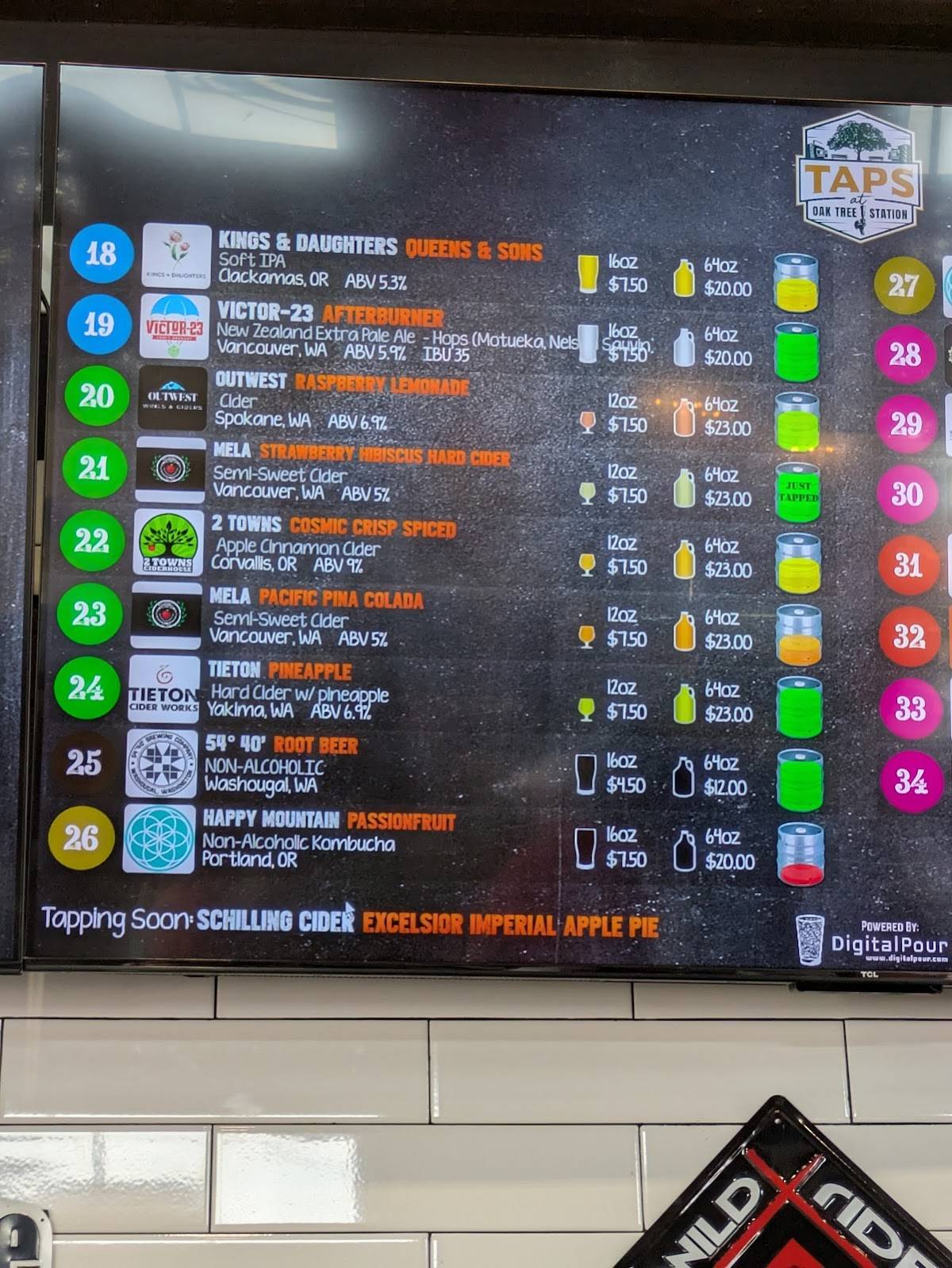 Taps at Oak Tree Station меню