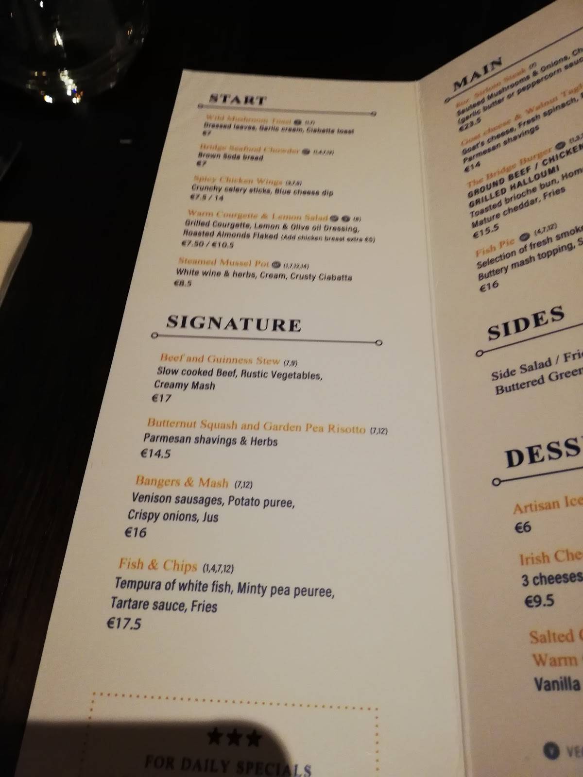 The Bridge Bar and Eatery меню