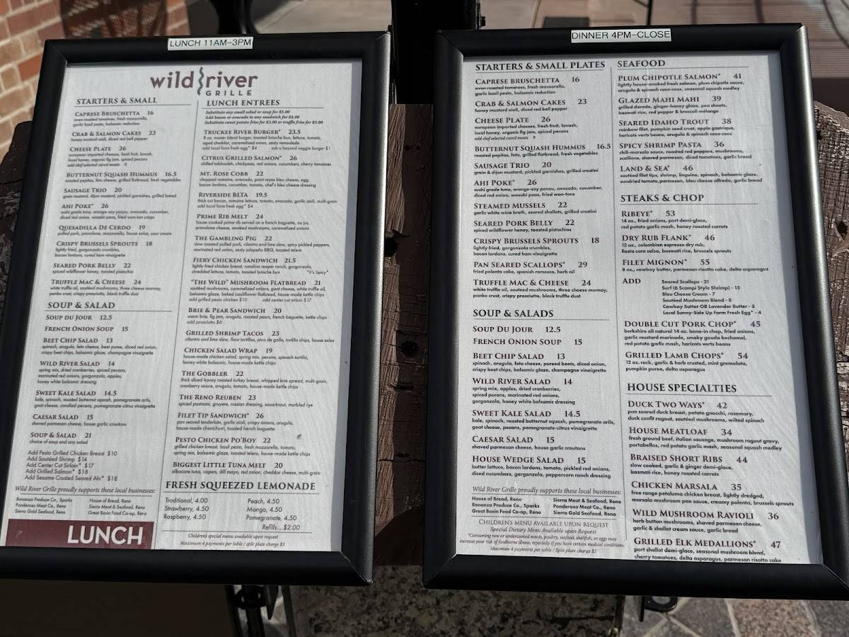 Wild River Grille меню