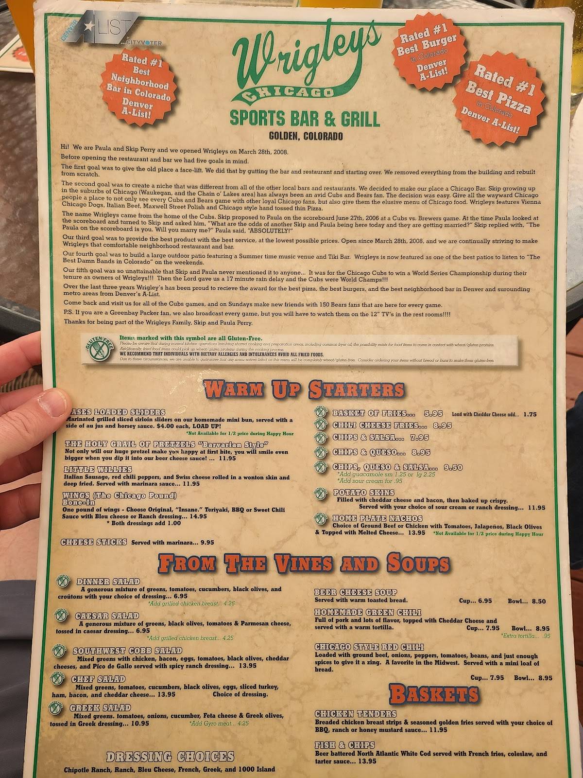 Wrigley's Chicago Bar & Grill меню