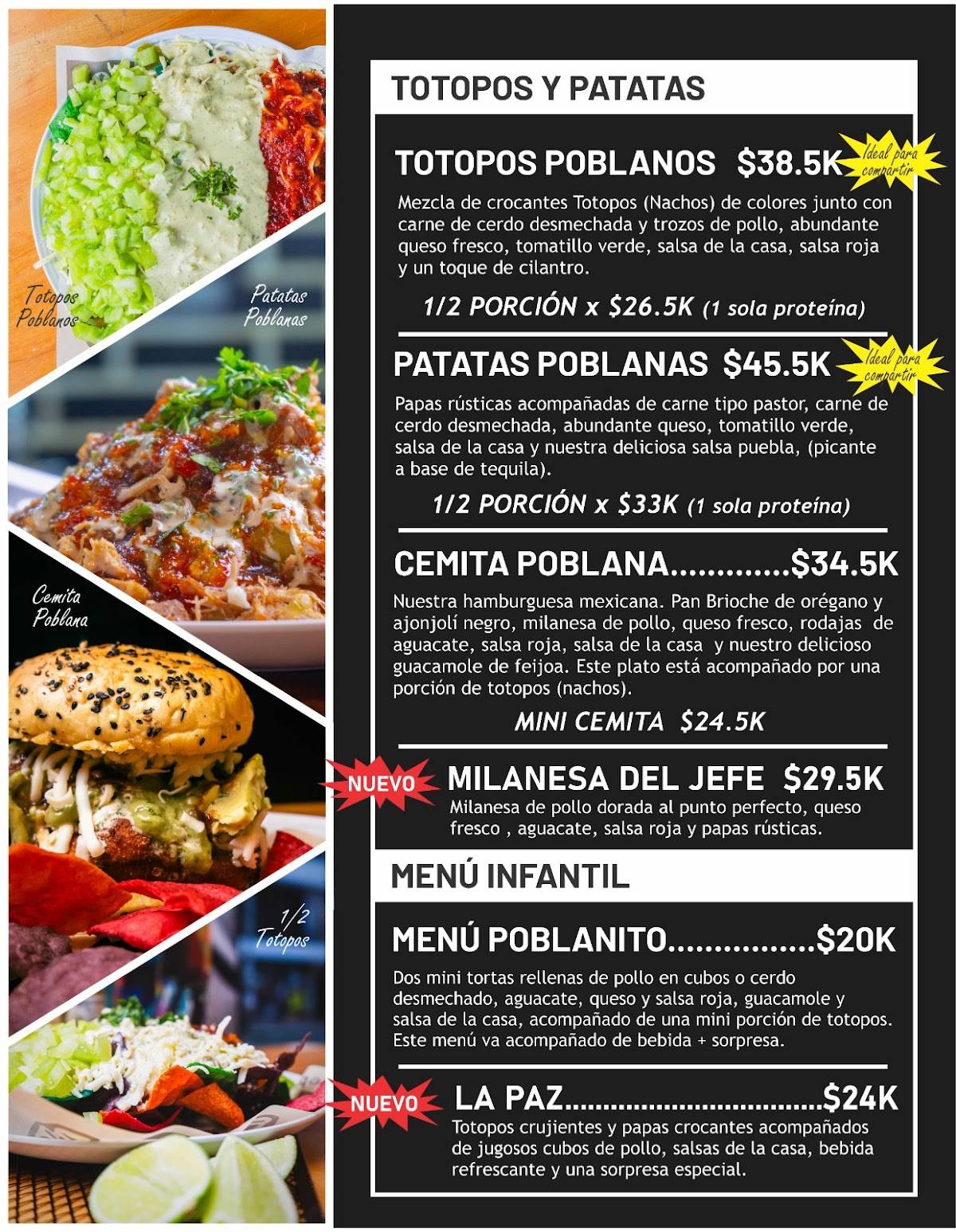 Puebla меню