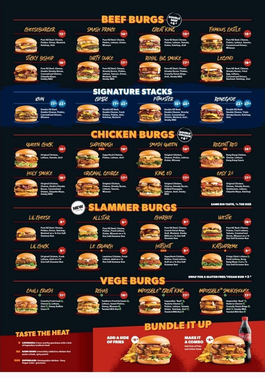 RE Burger Invercargill меню