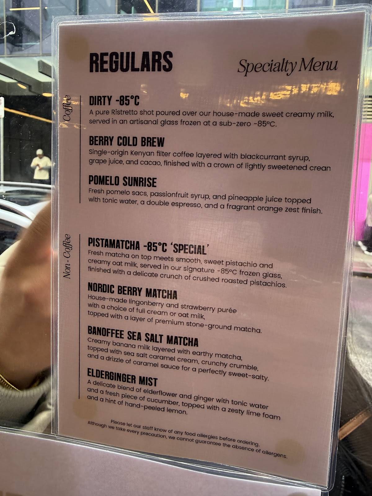 REGULARS меню