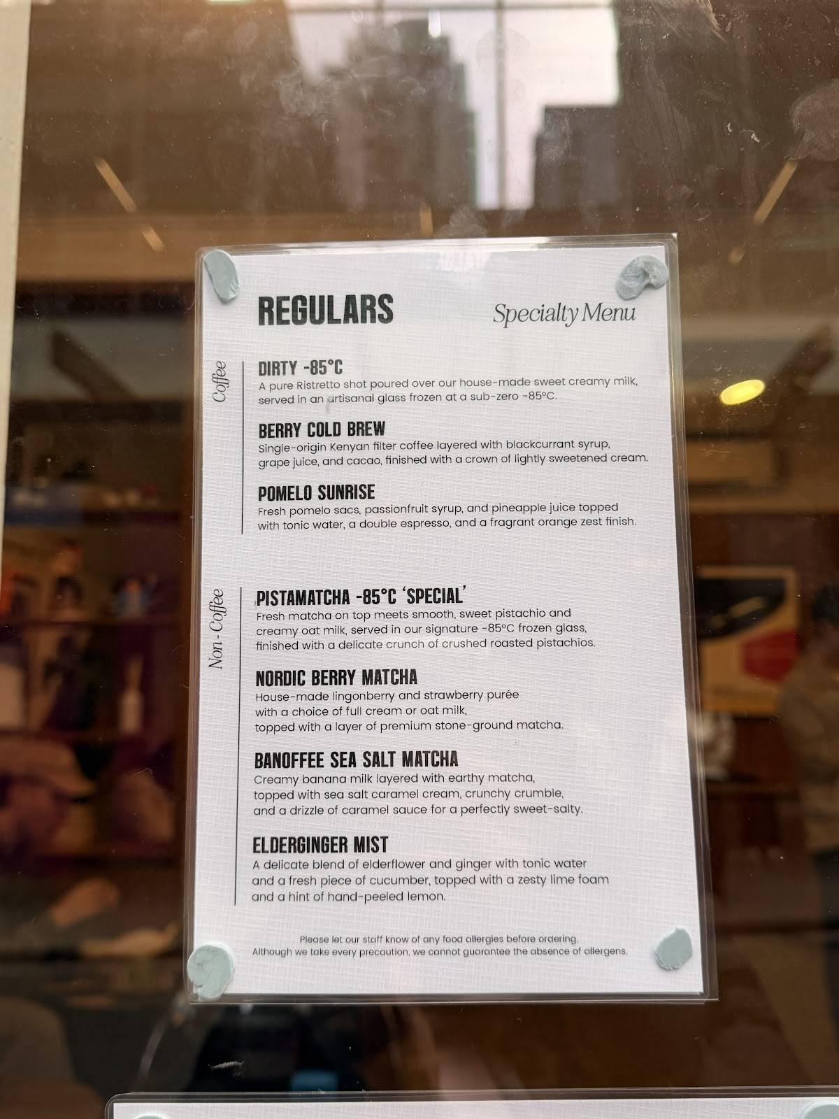 REGULARS меню