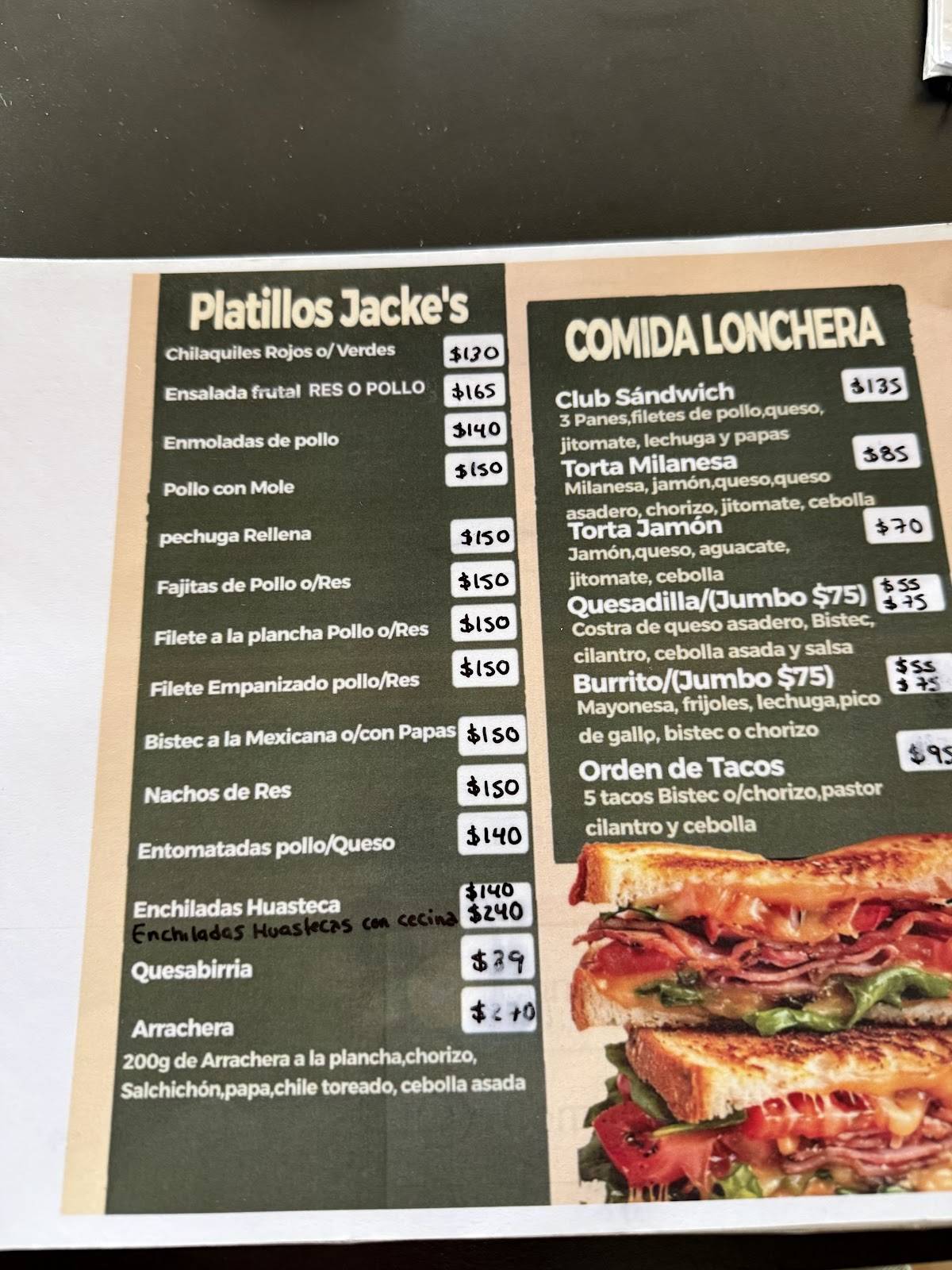 RESTAURANT JACKES меню