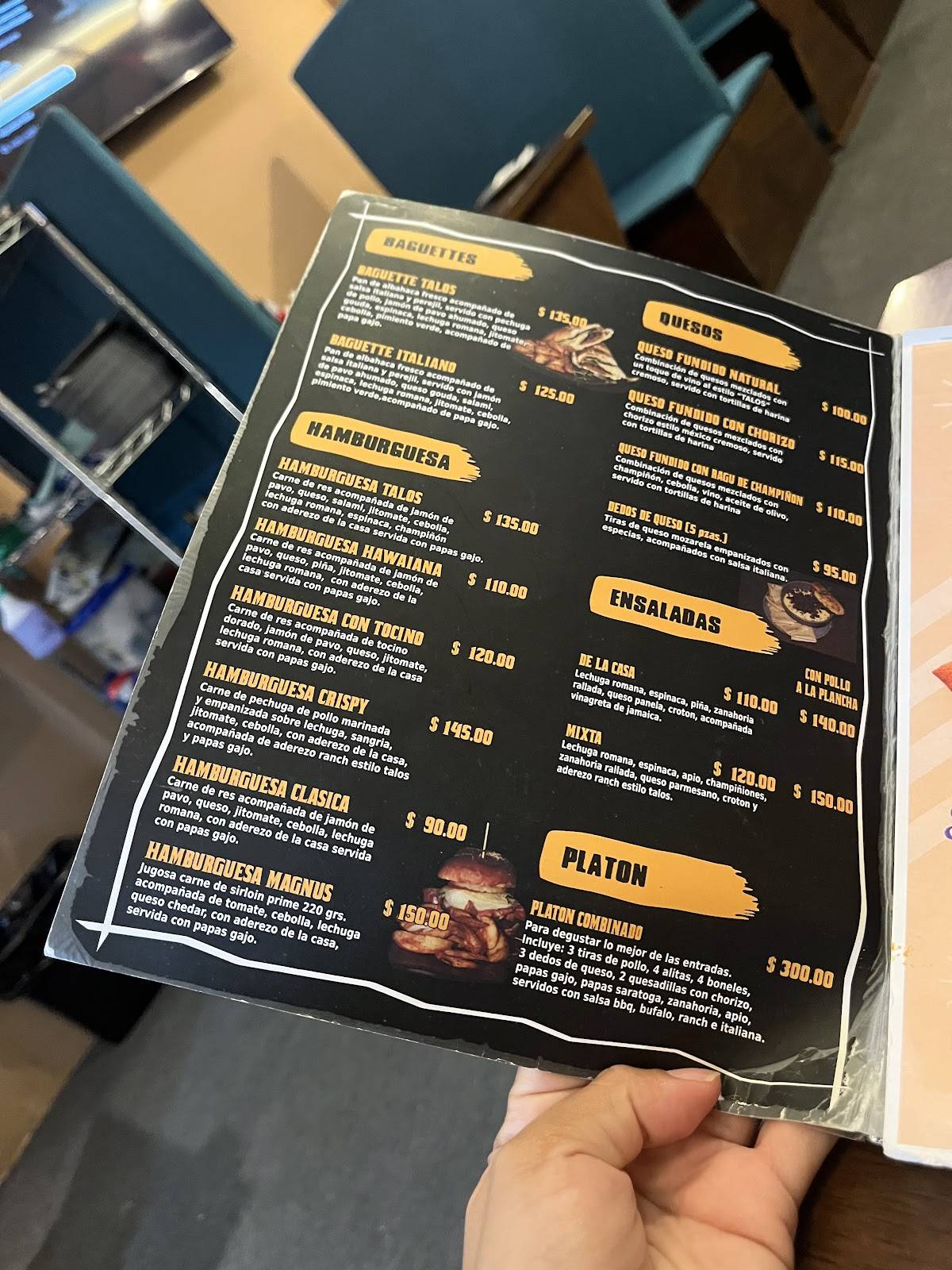 RESTAURANTE BISTRÓ TALOS меню