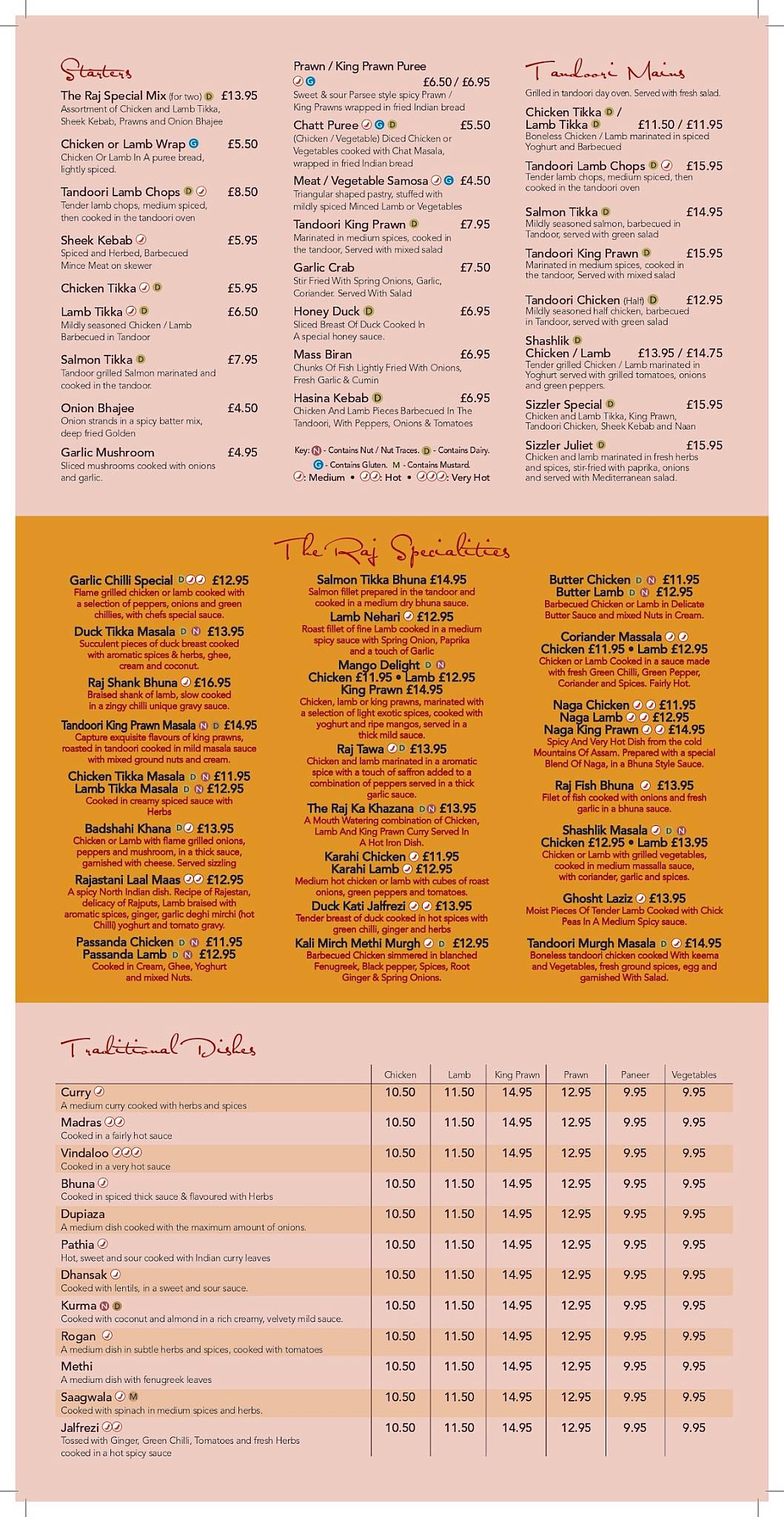 Raj Tandoori меню