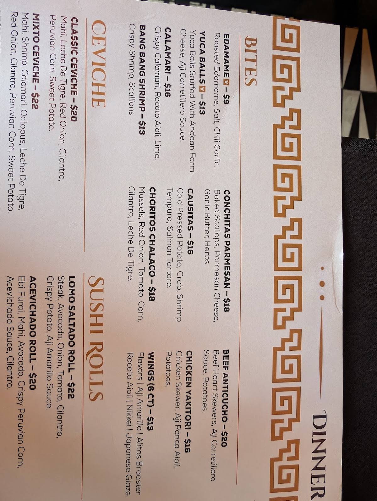 IKA Peruvian Nikkei меню