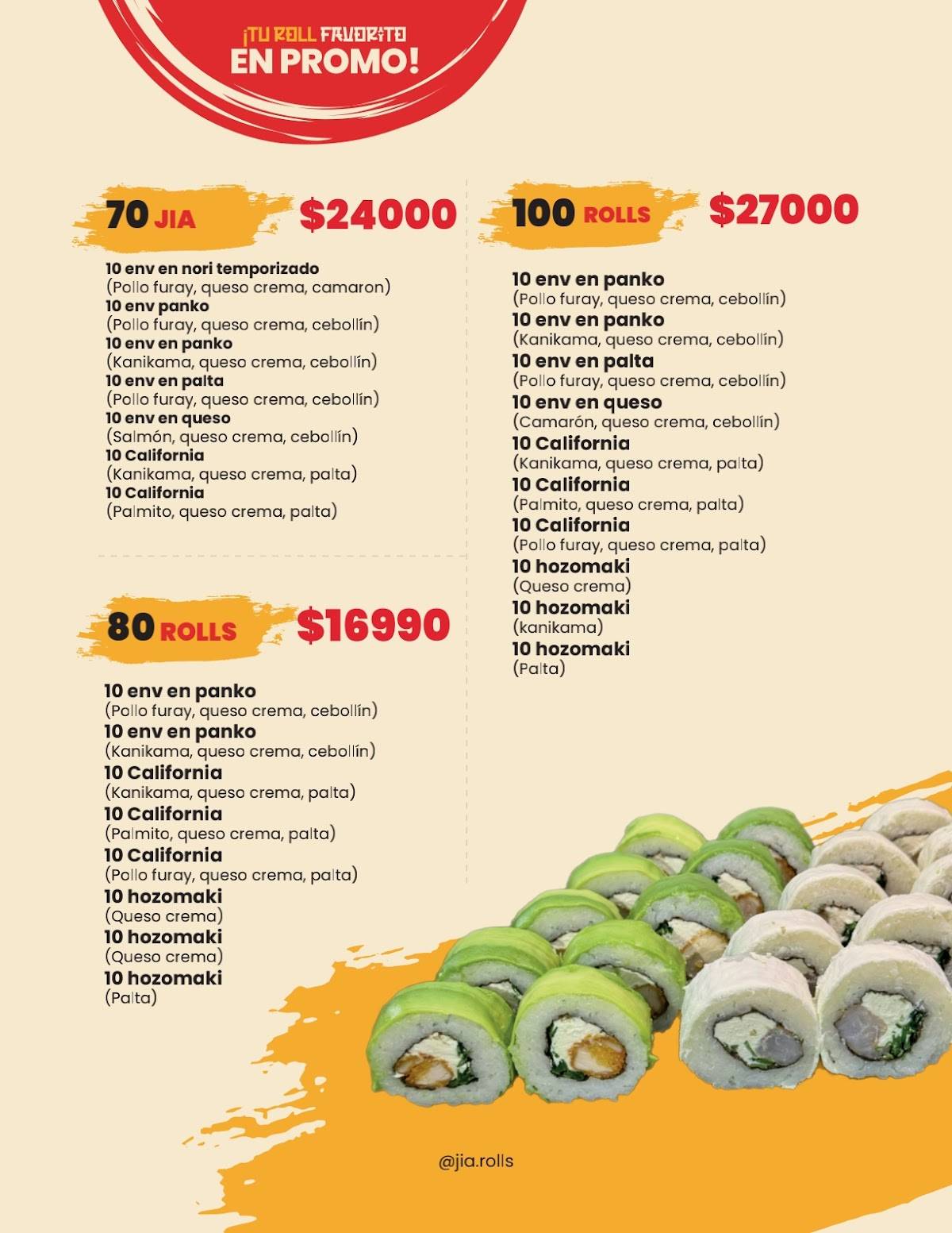 JIA ROLL´S меню