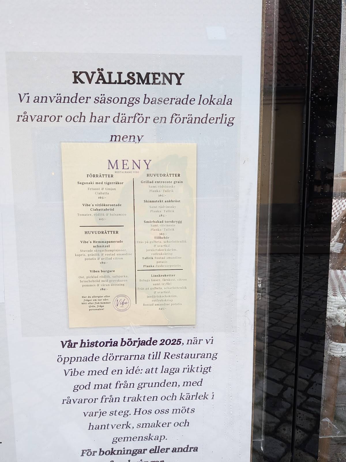 Restaurang Vibe меню